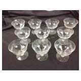 Ten three-Ounce etched glasses