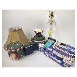 Table lamp, Toad Hollow toad, ceramic Christmas