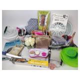 Makeup samples, kitchenware, plastic food