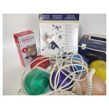 Hanging lights, heating pad, exercise peddled,