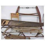 Two-man saws, worn sled, washboard