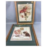Framed art, quantity two, frame measures 26 1/2"