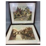 Signed and numbered French etchings frames have