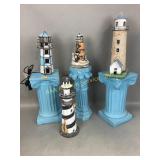 Plaster Pillars 13 inches Tall, Four Lighthouses