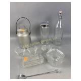 Aluminum dairy pail, cocktail shaker,