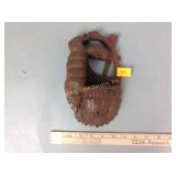 Black Forest carved wood wall pocket match safe