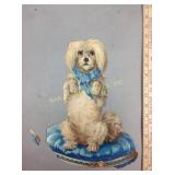Victorian chromolithograph poodle die cut - edge