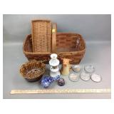 Broken basket, opaque glass mini oil lamp, Elsie