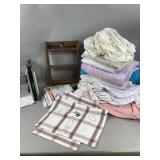 Bath towels, decorative wooden shelf, under