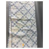 Hand pieced & stitched baby quilt. Staining. 46"