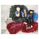 Large plastic storage tote, Amish dolls,