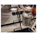 Painted milk can, tie rack