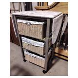 Storage cart with baskets, on casters