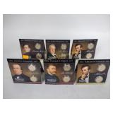 6 cards - presidential dollars - 2 coins each