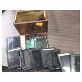 Magic Lantern glass slides & wood case