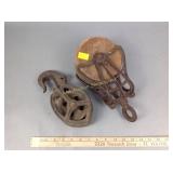(2) antique pulleys