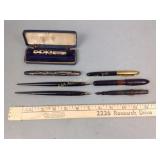Vintage fountain pens 4 w/ 14k gold tips