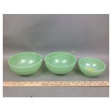 (3) Fire King Jadeite bowls - one with fine