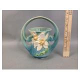 Roseville 387-7" Blue Clematis pottery basket.