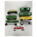 Train rail cars, Coca-Cola, Dupont, Santa Fe,