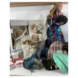 Large porcelain dolls on stands, variety, dolls