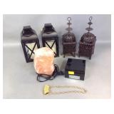 Two Ornate Hanging Metal Candle Lanterns, Two