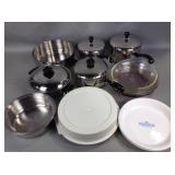 Pots and pans, revere ware, Farberware, corning