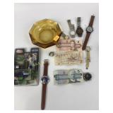 Watches, bugle boy Geneva, ashtray, British