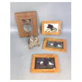 Owl wood wall decor, framed eagle pictures, owl