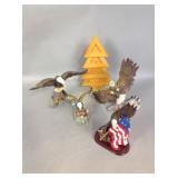 Eagle figurines, wood Christmas tree