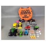 Toy tractors and trucks, heat a seat