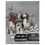 Christmas items including candleholders,