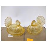 (2) new glass hens on nests