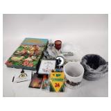 Mugs, 1897 ruby etched souvenir glass, Indiana