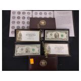 (4) Embellished US $2 notes, empty quarter album