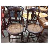 Cane bottom chairs, one back cracked