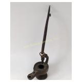 Roman style bronze oil lamp w/horse head
