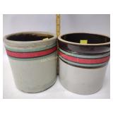 Ceramic crock, quantity two, some chipping,