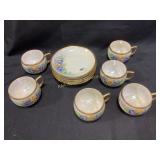 Tea Set - Flowers with Gold Rims - 6 cups and 6