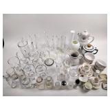 Swedish tea kettle, assorted glassware,