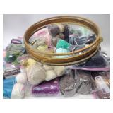 Yarn, wood hoops, twine, misc.