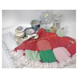 Tree skirt, EAPG Log Cabin compote - broken