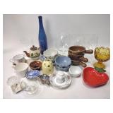 Amber moon & stars compote, misc. glassware &