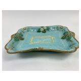 Sarreguemines majolica dish - large rim chip and