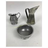 USA Made Pewter Creamer and Sugar Bowl,