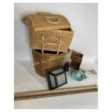 Misc Items including Cedar Bucket, Yarn Spool,