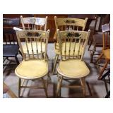 Painted matching dining chairs, set of three,