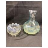 Opalescent Rose Bowl, Vintage Tiara Blue Vase