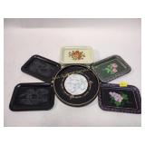 Small metal trays, some painted