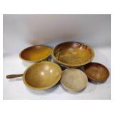 Wood bowls, some painted, some wear